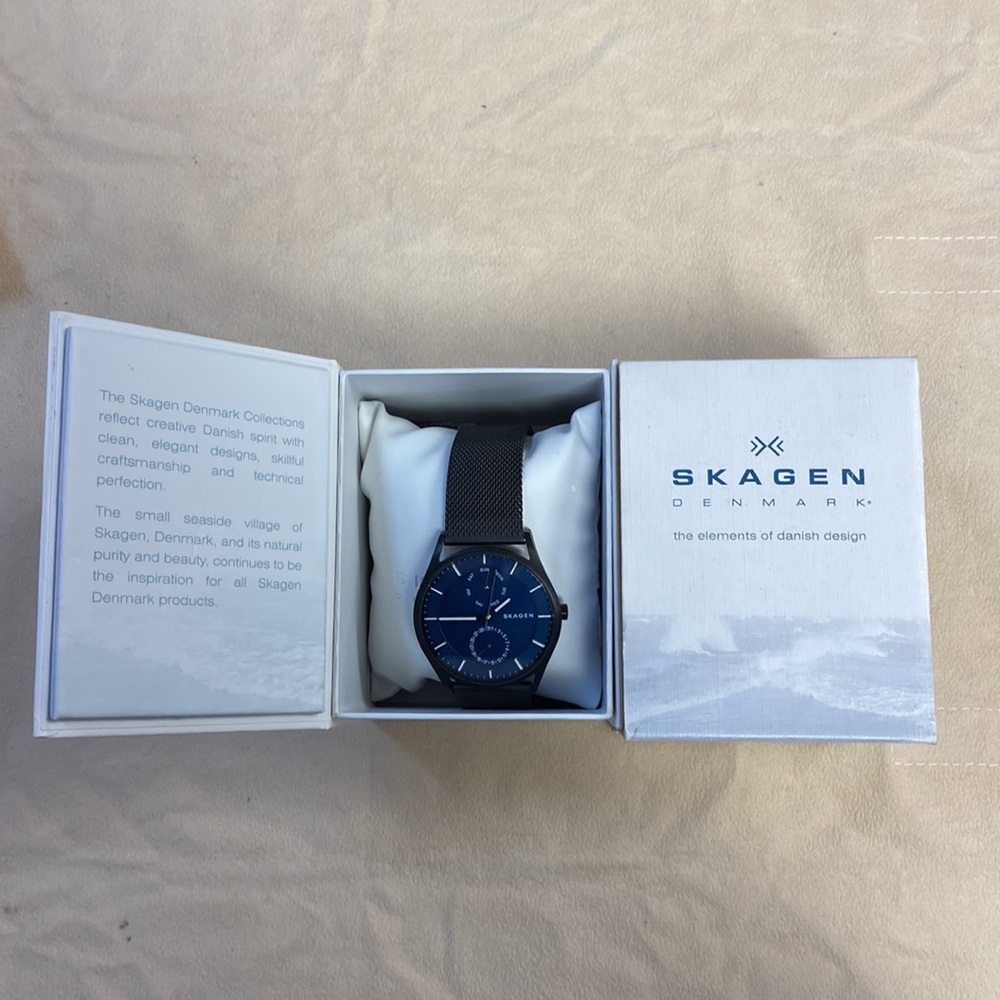 Skagen Men's Holst Blue Dial Black Stainless Steel Watch